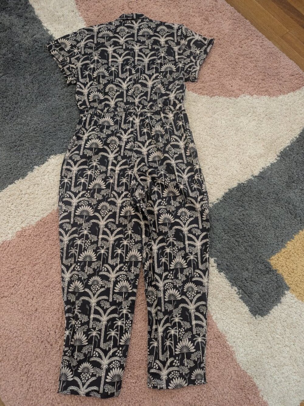 Mixed by Nazrin Paloma Classic Jumpsuit NWT XL Palm Print Cotton Stretch - Picture 2 of 4
